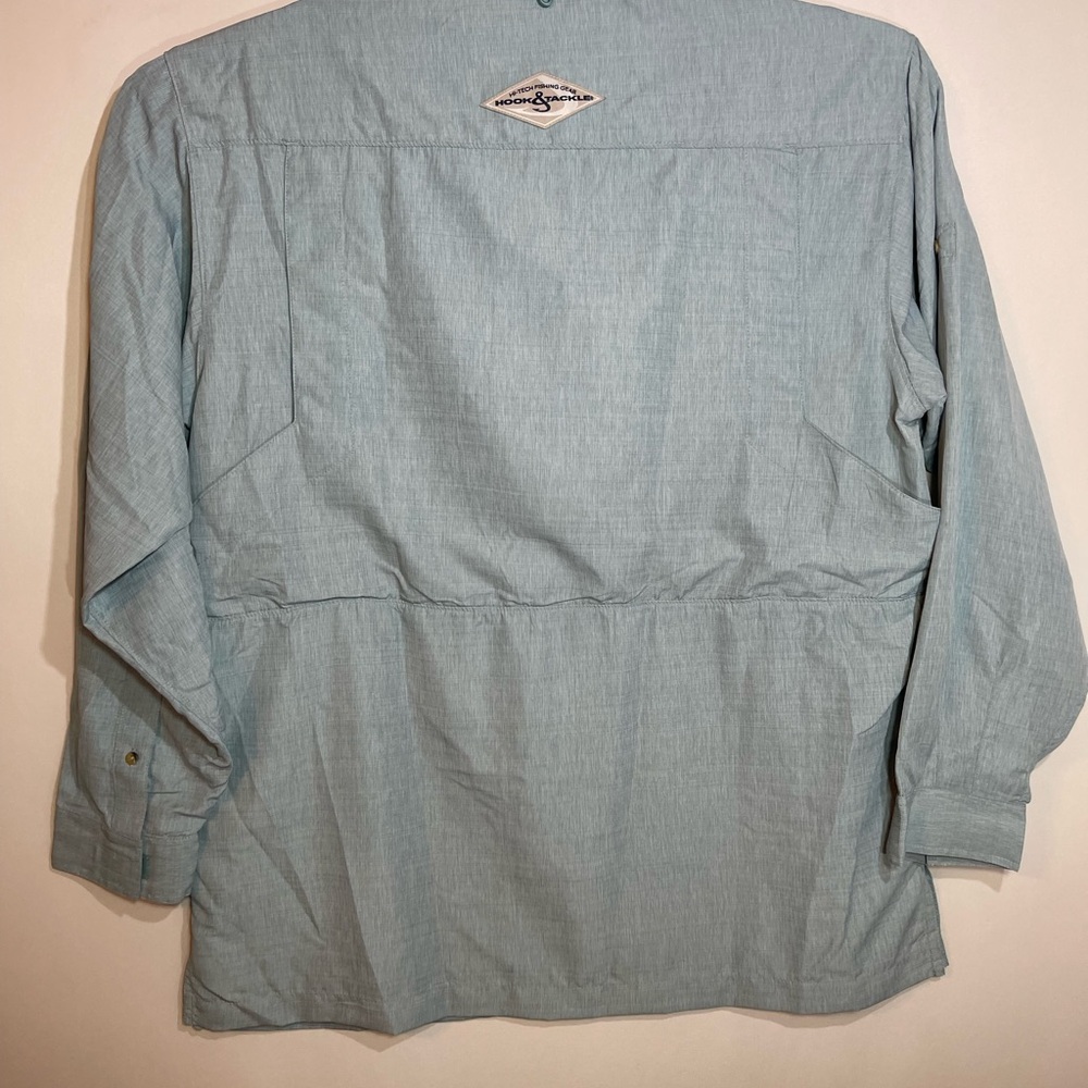 Hook & Tackle L Mens Air/X Fishing Gear Shirt 50 UV Protection Long Sleeve Blue - Picture 2 of 7